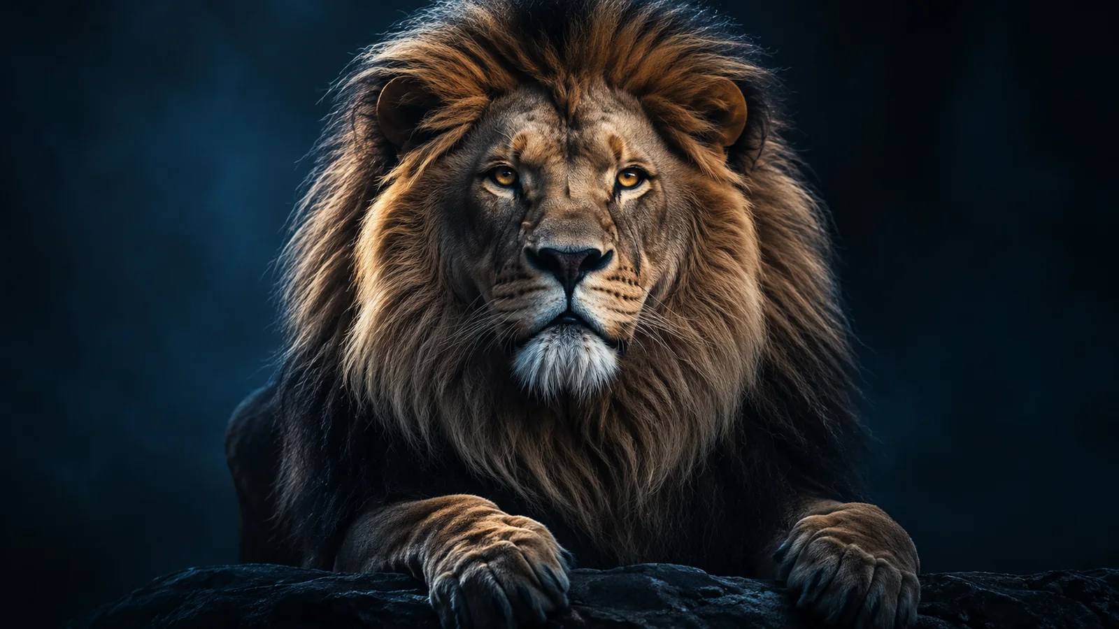 Lion portrait representing calm confidence and focus